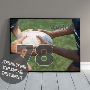 Custom Rugby Art | Personalized Rugby Wall Decor with Name | Senior Night | Sports Art | Rugby Gift | Kid's Room Decor | PRINTABLE