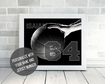 Personalized Basketball Art | Sports Wall Decor with Name | Sports Art | Senior Night | Basketball Team Gift | Kids Room Decor | PRINTABLE