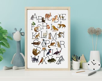 Kids Room Decor | Watercolor Animals | Alphabet Poster | Kids Room Art | Kids Room Poster | Kids Room Wall Art | PRINTABLE