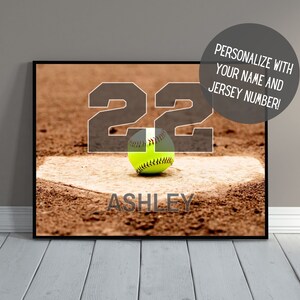 Personalized Softball Art | Sports Wall Decor with Name | Sports Art | Athlete Room Decor | Softball Art | Softball Poster | Kids Room Decor