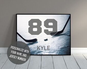 Personalized Hockey Art | Custom Sports Wall Decor with Name | Sports Art | Hockey Poster | Senior Night Gift | Kid's Room Decor | PRINTABLE