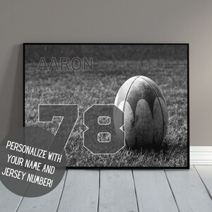 Custom Rugby Art | Personalized Rugby Wall Decor with Name | Senior Night | Sports Art | Rugby Gift | Kid's Room Decor | PRINTABLE