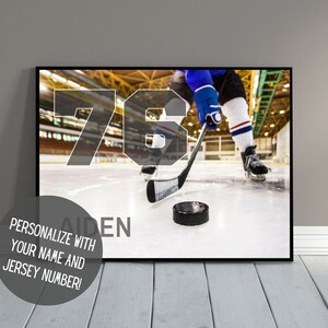 Customized Hockey Wall Art with Name | Hockey Decor with Name | Sports Art | Senior Night | Hockey Team Gift | Kid&#39;s Room Decor | PRINTABLE