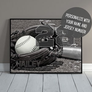 Personalized Softball Art | Sports Wall Decor with Name | Sports Art | Athlete Room Decor | Softball Poster | Kids Room Decor | PRINTABLE