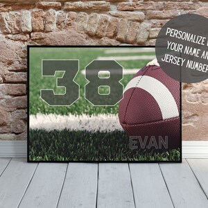 Personalized Football Wall Decor with Name | Custom Sports Art | Football Poster | Football Team Gift | Senior Night | PRINTABLE