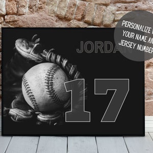 Personalized Baseball Art | Sports Wall Decor with Name | Custom Sports Art | Baseball Poster | Baseball Gift | Kids Room Decor | PRINTABLE