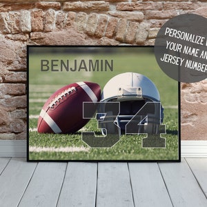 Personalized Football Poster | Wall Decor with Name | Senior Night | Football Art | Sports Art | Football Team Gift | Kid&#39;s Room Decor