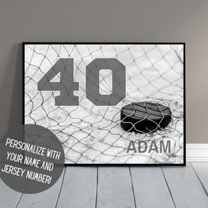 Personalized Hockey Art | Custom Sports Wall Decor with Name | Sports Art | Hockey Poster | Senior Night Gift | Kid&#39;s Room Decor | PRINTABLE