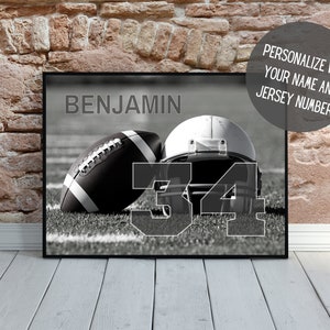 Personalized Football Wall Art with Name | Senior Night | Sports Wall Decor | Football Poster | Football Gift | Kids Room Decor