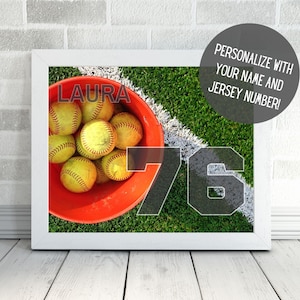 Personalized Softball Art | Sports Wall Decor with Name | Softball Art | Softball Poster | Team Gift | Kids Room | Senior Night | PRINTABLE