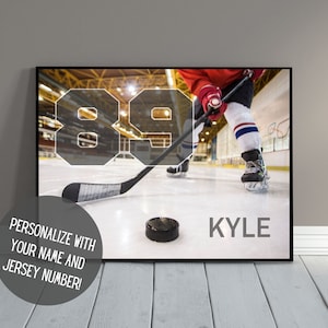 Personalized Hockey Wall Art | Hockey Decor with Name | Sports Art | Senior Night | Hockey Team Gift | Kid&#39;s Room Decor | PRINTABLE