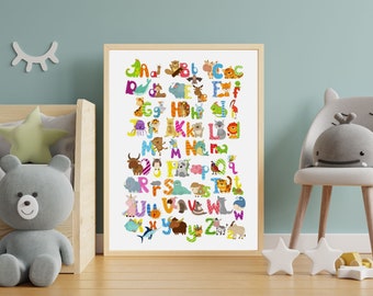 Kids Room Decor | Cartoon Animals | Alphabet Poster | Kids Room Art | Kids Room Poster | Kids Room Wall Art | PRINTABLE