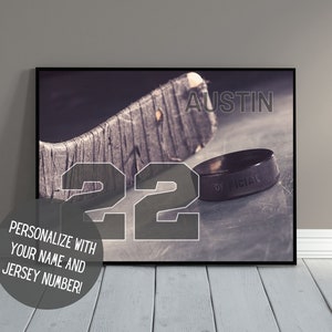 Personalized Hockey Art | Custom Hockey Gift | Sports Wall Decor with Name | Team Gift | Senior Night | Hockey Poster | PRINTABLE
