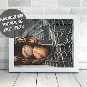 Personalized Baseball Poster | Baseball Wall Decor with Name | Team Gift | Sports Art | Baseball Gift | Kid's Room Decor | PRINTABLE