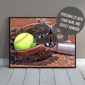 Personalized Softball Art | Sports Wall Decor with Name | Softball Art | Softball Poster | Team Gift | Kids Room | Senior Night | PRINTABLE