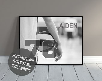 Customized Volleyball Art | Sports Wall Decor with Name | Volleyball Poster | Gift for Volleyball Player | Kids Room Decor | PRINTABLE