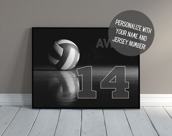 Customized Volleyball Art | Sports Wall Decor with Name | Volleyball Poster | Gift for Volleyball Player | Kids Room Decor | PRINTABLE