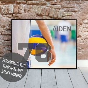 Personalized Volleyball Wall Art | Custom Sports Wall Decor with Name | Sports Art | Volleyball Poster | Volleyball Gift | PRINTABLE