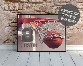 Personalized Baskteball Poster | Custom Sports Wall Decor with Name | Senior Night | Basketball Gift | Kids Room Decor | PRINTABLE