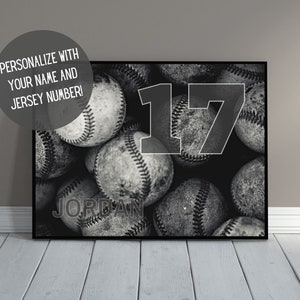 Personalized Baseball Wall Decor with Name | Custom Baseball Wall Art | Baseball Poster | Baseball Gift | Sports Art | Kids Room | PRINTABLE