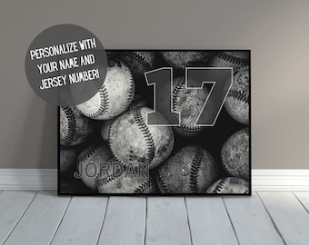 Personalized Baseball Wall Decor with Name | Custom Baseball Wall Art | Baseball Poster | Baseball Gift | Sports Art | Kids Room | PRINTABLE