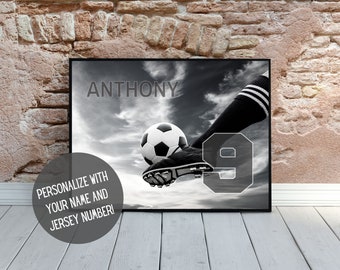 Customized Soccer Art | Sports Wall Decor with Name | Sports Art | Athlete Room Decor | Soccer Gift | Senior Night | Team Gift | PRINTABLE