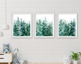 Watercolor Wilderness Nursery Decor | Watercolor Woodland | Forest | Trees | Watercolor Nature | Kids Room Decor | Playroom | PRINTABLE