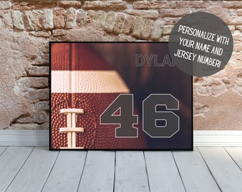 Personalized Football Art | Football Poster | Sports Wall Decor with Name | Team Gift | Football Gift | Senior Night Gift | PRINTABLE