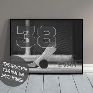 Custom Hockey Art with Name | Senior Night Gift | Sports Art | Hockey Poster | Hockey Team Gift | Kids Room Decor | PRINTABLE