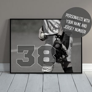 Personalized Softball Poster | Sports Wall Art with Name | Softball Decor | Softball Art | Team Gift | Customized Softball Gift | PRINTABLE