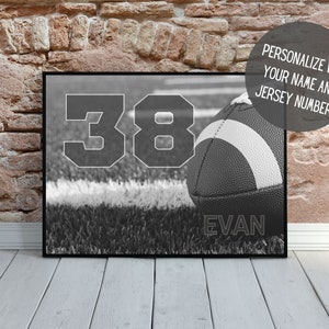 Personalized Football Poster | Sports Wall Decor with Name | Sports Art | Team Gift | Football Art | Football Gift | Kids Room | PRINTABLE