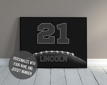 Custom Football Art | Personalized Sports Wall Decor with Name | Team Gift | Senior Night | Football Gift | Kid's Room Decor | PRINTABLE