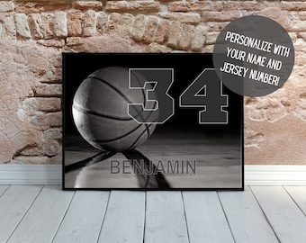 Personalized Basketball Art | Sports Wall Decor with Name | Sports Art | Senior Night | Basketball Team Gift | Kids Room Decor | PRINTABLE