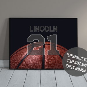 Personalized Basketball Decor | Sports Wall Art with Name | Team Gift | Basketball Poster | Kids Room Decor | Sports Art | PRINTABLE