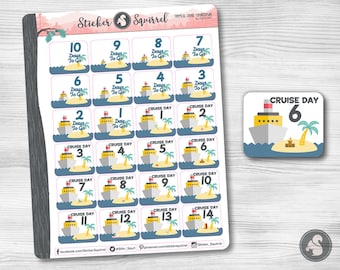 Tropical Cruise Countdown Planner Stickers: Vacation Calendar