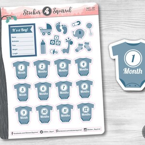 Autocollants Baby Boy Planner | Erin Condren planification mensuelle photos de nouveau-né bébé mois tracker grand planificateur heureux calendrier SC. BABO.0317