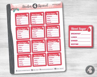 Blood Sugar Tracker Planner Stickers | Medical Health Stickers