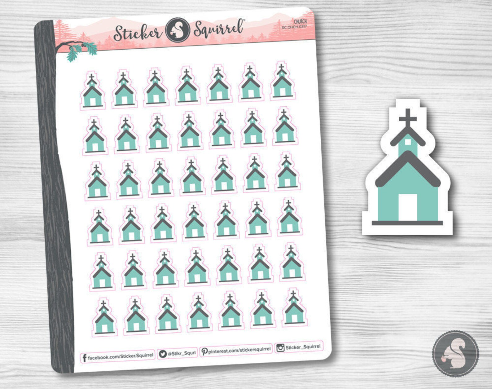 Church Icon Planner Stickers churches worship service | Etsy