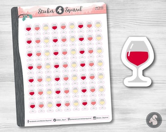 Wine Glasses Planner Stickers – Colorful Drink Organizer Decals