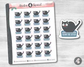 Cat Litter Box Reminder Stickers - Planner Organization Pets