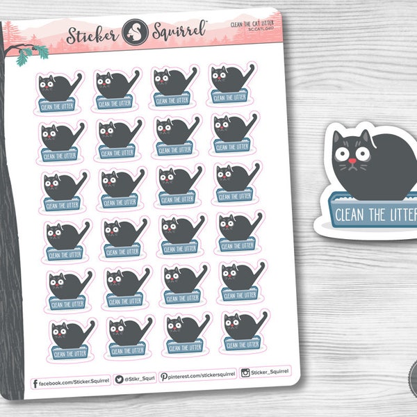 Cat Litter Reminder Planner Stickers - change cats litterbox reminder pet pets planning organizer condren planners calendar SC.CATS.0417