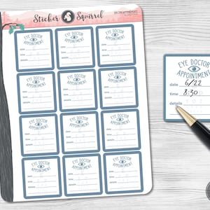 Eye Doctor Appointment Planner Stickers: Write-On Matte Vinyl