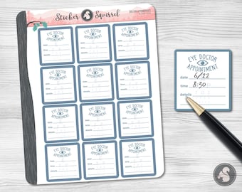Eye Doctor Appointment Planner Stickers: Write-On Matte Vinyl