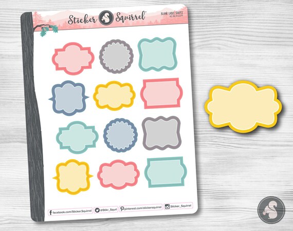 Blank Label Shape Stickers Erin Condren Monthly Planner Weekly Planner  Journal Calendar Organizer Write on Shapes Decals SC.BLS1.0217 