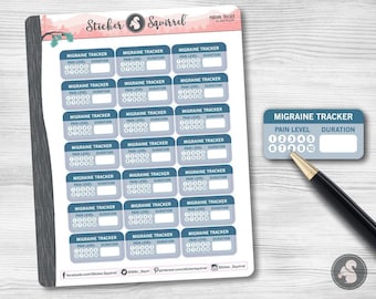 Migraine Tracker Planner Stickers: Pain & Duration - Erin Condren Compatible