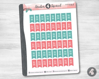 Pay Day & Bill Due Planner Stickers - Erin Condren Compatible