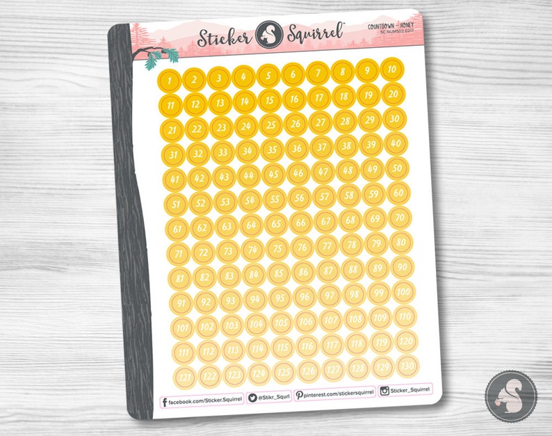Countdown Number Planner Stickers: Round Stickers - Etsy