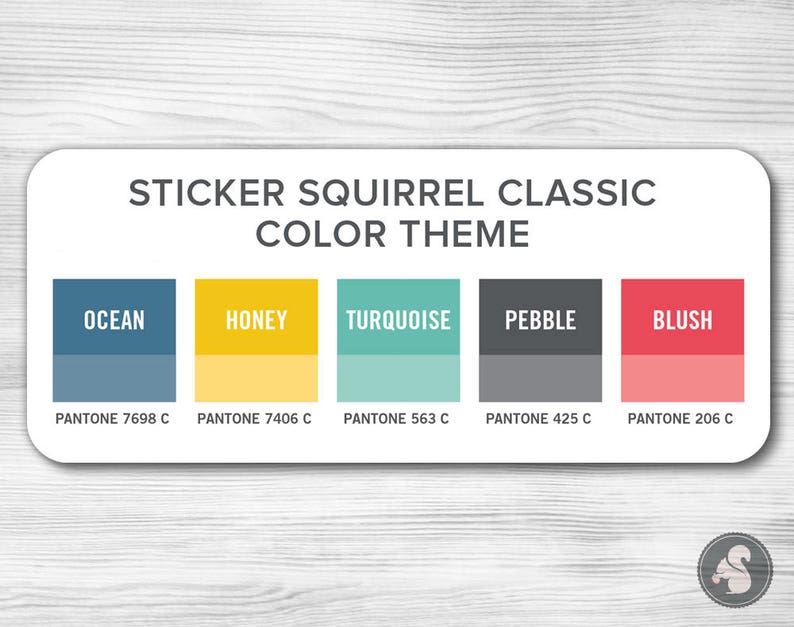 Pu&ograve; includere: Una cartella colori con cinque campioni di colore etichettati "Ocean", "Honey", "Turquoise", "Pebble" e "Blush". Ogni campione di colore &egrave; etichettato con il corrispondente codice colore Pantone.