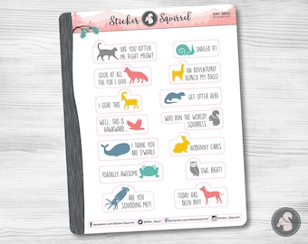 Punny Animal Planner Stickers: Funny Puns, Erin Condren Stickers