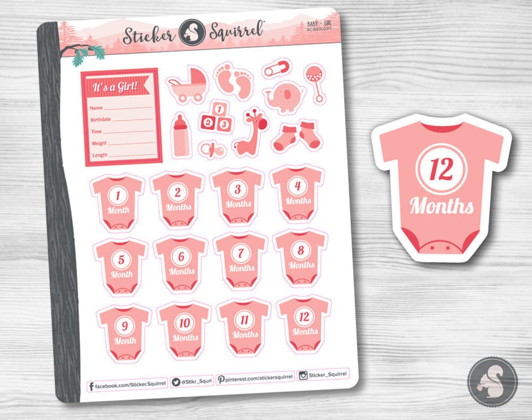 Baby Girl Planner Stickers - Newborn Infant Baby Announcement Age ...